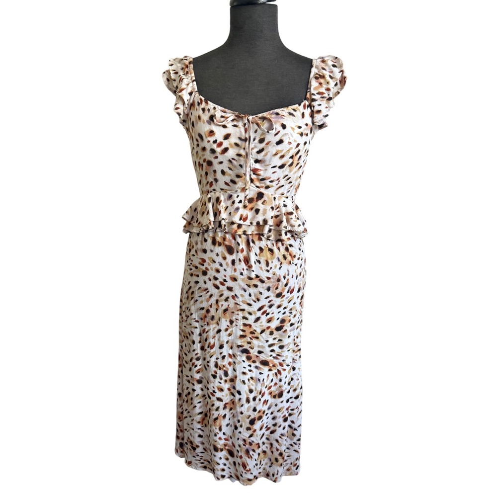 Sofia Jeans by Sofia Vergara WomenXS Animal Print Peplum Midi Dress Smocked Back